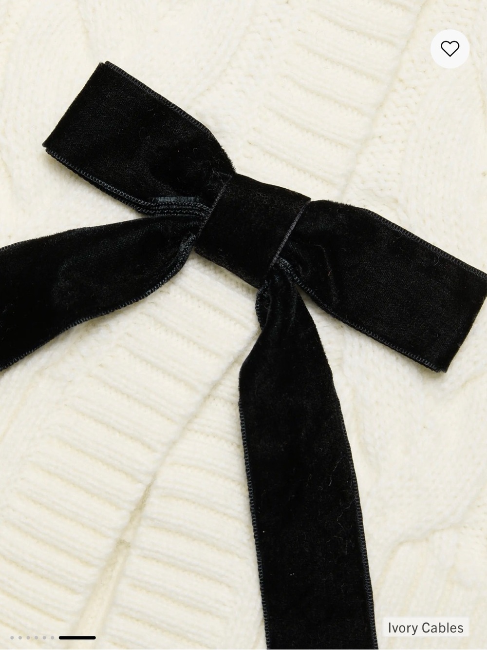 Rails Clarissa Top in Cream Cable-Knit with Black Velvet Bows - Picture 7 of 9